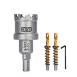 CENYB 1-5/16" (34mm) Tungsten Carbide Tipped Hole Saw with 2Pcs Titanium-Plated Pilot Drill Bits for Metal, Steel, Iron, Wood, Plastic