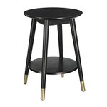 Convenience Concepts Wilson Mid Century Round End Table with Bottom Shelf