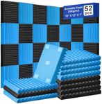 TDHLYJHF 52 Pack Acoustic Foam Panels 1" x 12" x 12"Acoustic Wedge Studio Foam Sound Absorption Wall Panels (Black/Blue)