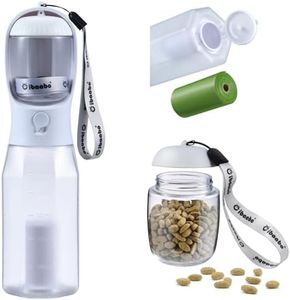 Cibaabo Dog Water Bottle with Food Container & Poop Bag Holder, Travel Water Bowl, Portable Pet Dispenser, Dog Stuff Accessories Items, Puppy Essentials Necessities for Yorkie Chihuahua Walking Hiking