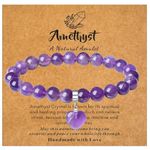 XIANNVXI Amethyst Bracelet for Women 8 mm Purple Beaded Bracelets Crystal Heart Bracelet Jewelry Gifts for Mothers Day Birthday Valentines Day Anniversary