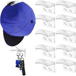 Hat Hooks for-Wall-Mount Baseball-Caps - Modern Design Hats Holder ,Easy to Install Strong Sticky Hat Shelf, Super Sticky Hats Hanger (10, Transparent)