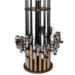 Rush Creek Creations Round 16 Fishing Rod Rack - Fishing Pole Holder and Storage, Dark Walnut