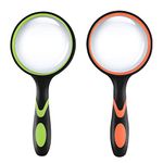 I-WILL Magnifying Glass 10X 75mm Magnifying Lens with Non-Slip Soft Rubber Handle Magnification Handheld Shatterproof Mirror Magnifier Glasses for Reading Books Inspection Insects Hobbies Crafts 2pcs