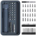 HOTO Electric Screwdriver Rechargeable, 25+20 Extra Bits Enhanced Set, 3.6V Cordless Screwdriver Set, 3 Torque Settings, 1500mAh Battery, LED Light for Furniture/Electric Appliances