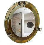 Nagina International 17" Oil Rubbed Antique Bronze Finish Vintage Style Porthole Mirror Window | Stylish Home & Wall Decor | Bathroom Hanging Mirror Door Fixture Window (Mirror)