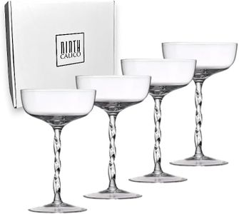 Ninth Calico Crystal Cocktail Coupe Glasses, Set of 4, Elegant Stemware for Parties and Special Occasions