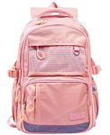 Toyshine 18 Inches High School College Backpacks for Teen Girls Boys Lightweight Bag- Pink