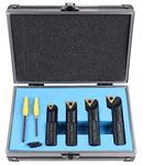 Accusize Industrial Tools 3/4" 4pc Indexable Stubby Length Boring Bar Set, w/Carbide TiN Coated TCMT Inserts and Extra Screws, EJ99-2180