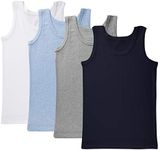 Brix Toddler Boys Tagless Undershirts - Tank Tops 100% Cotton Comfort 4-Pack T.