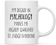 Andaz Press 11oz. Graduation Coffee Mug Gift, My Degree in Psychology Makes me Highly Qualified to Judge Everyone, 1-Pack, Includes Gift Box, Cups for Graduates School Students of Class of 2019