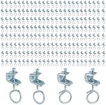 PEDOBALI 102 Pcs 1/4" x 20 Beam Clamp with Screws Cable Ring Hangers Steel Small C Clamps Metal Machine Threaded Bridle Rings for Pipe, Can Withstand 75 Lbs (1 1/4 Inch Bridle Rings)