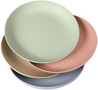WANBY Lightweight Plastic Plates Unbreakable Dinner Plate Set Non-Toxin Dishwasher & Microwave Safe and Healthy (4Pcs 9 Inches)