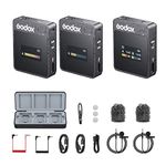 GODOX MoveLink II M2 Wireless Microphone System(2TX + 1RX + Charging Case), 2.4G Wireless Noise Cancelling Lavalier Mic, 100m Range, Compatible with Android, Cameras, Updated from MoveLink M2