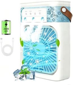 Portable Air Conditioners,2000mAh Rechargeable Mini Air Cooler Fans,500ML Personal Portable AC Unit with 3 Speed, 2 Spray, 7 Color, 3 Timer, Small Desktop Cooling Fan for Bedroom Office (White)