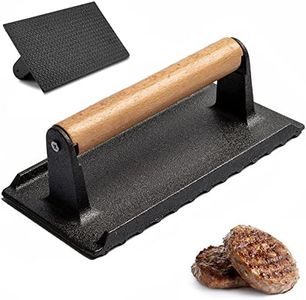 itechpanda Cast Iron Grill Press, Bacon Hamburger Press for Griddle Flat Top Teppanyaki, Barbecue BBQ Hamburger Sausage Panini Meat Griddle Press