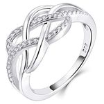 YL Celtic Knot Rings 925 Sterling Silver Twisted Knot Ring 18k White Gold Plated Cubic Zirconia Infinity Statement Rings-size9