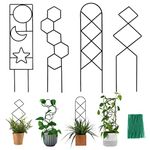 Wellsign Plant Trellis for Climbing Plants Indoor, 15.94Inch Small Garden Metal Houseplant Trellis for Potted Plants Outdoor with 4 Patterns for Vine Ivy Flower Plant Support Lover GIF Lattice