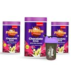 ProToGrow Fitbhim Chocolate Drink Pack of 3 (with Free Sipper). Yummy Belgian Chocolate Flavour, 200grams each, Suitable for growing kids.