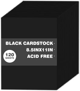 120 Sheets Cardstock 8.5x11, 65lb Black Card Stock, Black Construction Paper, 180gsm Thick Printer Paper for Printing, Painting, Card Making, Kids School Supplies,Party Decorations