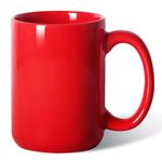 16 OZ Porcelain Coffee Mug, Smilatte Classic Blank Ceramic Cup with Large Handle for Tea Latte Cappuccino, Red