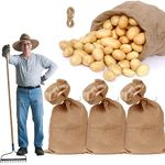 4pcs Heavy-duty Large Burlap Bags, 40'' x 24'' Thicken Jute Potato Storage Sacks with 32.8ft Ropes, Reusable Potato Onion Bags for Food Storage Plant Gardening Planting Lawn Race Games