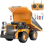 Kankodo RC Dump Truck, 1:24 Scale Remote Control Dump Truck, 2.4GHz 9 Channel RC Construction Truck, Engineering Vehicles Educational Toys with Light and Music for Kids, Boys and Girls