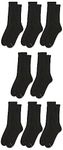 MediPEDS Men's 8 Pack Diabetic Crew Socks with Non-Binding Top, Black, Shoe Size: Men 9-12 / Women 10-13