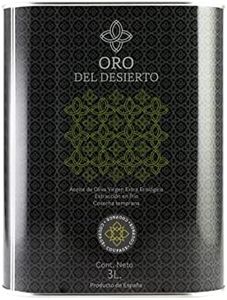 ORO DEL DESIERTO - Huile d'Olive Vierge Extra Espagnole (Coupage des variétés Arbequina, Hojiblanca et Picual) - Bidon Métallique 3 Litres