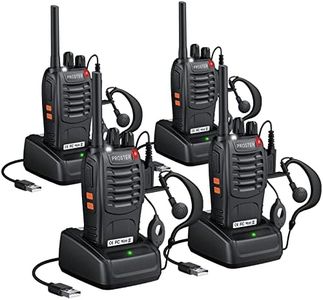Proster Walkies Talkies Recargables 4PCS Walkie Talkie Profesional Walky Talky 16 Canales de Larga Distancia con Pinganillos,Linterna LED, VOX Función para Adultos y Niños