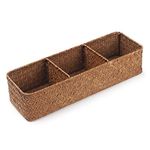 Seagrass Storage Basket with 3 Sections Woven Shelf Baskets for Organizing (Natural, 37cm x 12cm x 8cm)