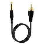 AWADUO Tattoo Clip Cord Gold-plated Cable, Professional Rubber Tattoo Clip Line Cable 6.35mm to RCA OD 3.5 Cords for Tattoo Pen/Rotary Tattoo Machine(Black/1.8M)