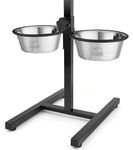 Pet Clean Adjustable Dog Food Bowl with Stand |Extra Rubber Support |H-Base Elevated Dog Bowl Stand and Two Removable Stainless Steel Bowls 2 X 1500 ml