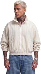 NeoStride Mens Plaid Zip Up Bomber Jacket Vintage Retro Harrington Track