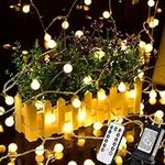 Fairy Christmas String Lights Plug in, 33FT 100LED Globe Ball String Lights with 8 Modes Indoor/Outdoor Waterproof Twinkle Lights for Bedroom, New Year, Christmas, Wedding, Party(Warm White)