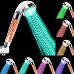 Jopee Bathroom Shower Head with LED 7 Changing Color High Pressure Water Saving Negative Ionic Filtered Shower Sprayer