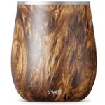 S'well Stainless Steel Wine Tumbler, 9oz, Teakwood, Triple Layered Vacuum Insulated Container Keeps Drinks Colder for Longer, BPA Free Barware