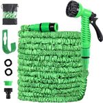 Garden Hose 15m Hose Pipes with 7 Modes Expandable Hose Pipe with Water Spray Gun Hosepipes for Garden, Magic Water Pipe Garden Hose Reel, 50FT Green