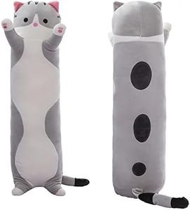 SHINUOER Long Cat Plush Pillow Cute Cat Body Pillow,Gray Cat Stuffed Animals Soft Plushies Kawaii Stuffed Kitten Plush Toy Gift for Kids Girlfriend(Gray, 59Inch)