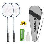 Kawasaki Badminton Racket badminton set professional badminton rackets set of 2 with 3 badminton balls 1 racket bag 2 badminton shuttlecocks for training, sport