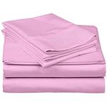 600 Thread Count 100% Long Staple Soft Combed Cotton, 4 Piece Sheets Set, Queen Size,Smooth & Soft Sateen Weave, Hotel Luxury Collection Bedding, Pink Solid