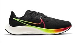 NIKE Air Zoom Pegasus 38 Men Running Trainers Sneakers Shoes DQ4994 (Black/Green Strike/Total Orange/Volt 010) (UK_Footwear_Size_System, Adult, Men, Numeric, Medium, Numeric_8_Point_5)