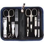 3 Swords Germany - brand quality 8 piece manicure pedicure grooming kit set for professional finger & toe nail care scissors clipper NEW JEANS LOOK case in gift box, Made in Germany