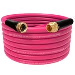 WELLUCK 50 FT Garden Hose - Food Grade Drinking Water Hose,Flexible Anti-Kink with Male to Female Heavy Duty Garden Hose for RV Camper Pink, 5/8inch Diameter