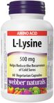 Webber Naturals L-Lysine 500 mg, 60 Capsules, Prevents Cold Sores, Vegan