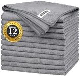 FIXSMITH Grey Microfibre Cleaning Cloth -Pack of 12, Highly Absorbent Cleaning Rags, 12"X16" All Purpose Cleaning Towels for Housekeeping, Kitchen, Car, Lint Free and Reusable Microfiber Towels