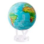 MOVA Globe Relief Map Blue 4.5" with Base, Solar Powered Rotating Globe No Need of Battery or Chord, Unique Gift and Decoration