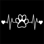 CCI Dog Paw Print Heartbeat Decal Vinyl Sticker|Cars Trucks Vans Walls Laptop| White |6.5 x 2.5 in|CCI1491