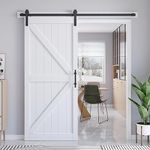 ROYMELO 36x84 Inch White Sliding Barn Door Slab and 6.6ft Hardware Kit Included, K-Frame, MDF Wood Panel Covered with Water-Proof Scratch-Proof PVC Surface, Easy to Clean, Simple DIY Assembly