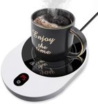 PYXISTIFY Coffee Mug Warmer – Electric Coaster with 5 Temp Gears up to 203 ℉ (95 ℃) – 12 hrs Auto Shutoff & Waterproof Plate for Heating Tea, Cocoa, Milk – Smart Gravity Warming (White - 50 Watt)